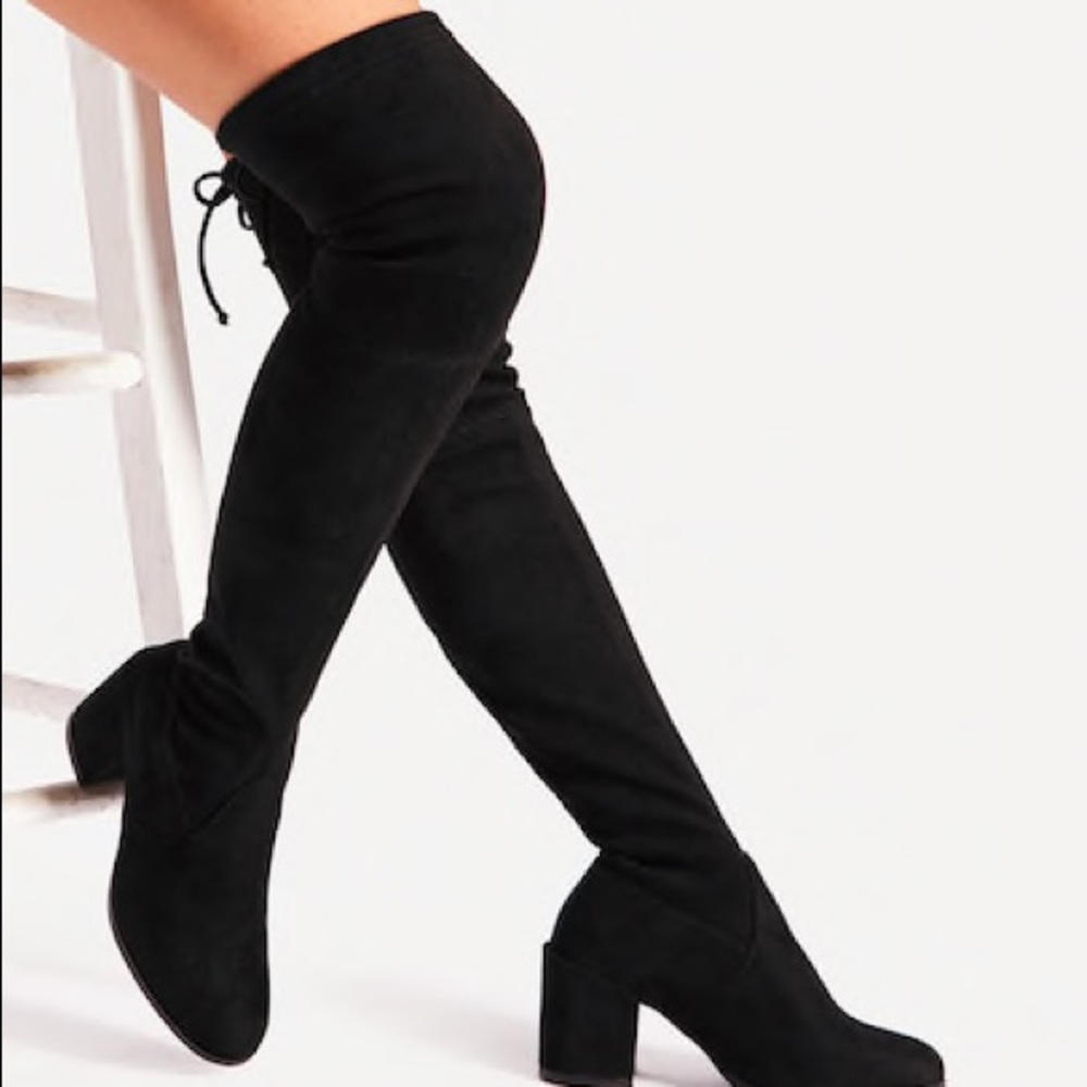 Over the knee suede black boots